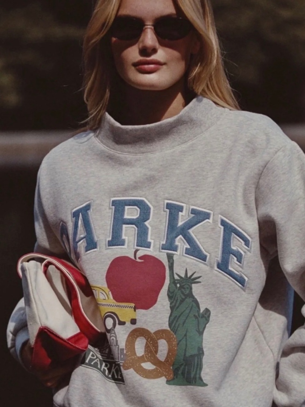 PARKE NYC POPUP 2026 Grey Graphic Pullover Sweatshirt - L/XL